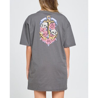 Skulls and roses womens tee dress - Charcoal