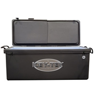 Long Ice Box Split Lids 160 Litre Grey