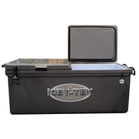 Long Ice Box Split Lids 160 Litre Grey