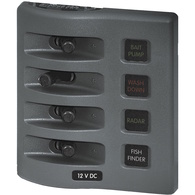 WeatherDeck 4304 12V DC Waterproof Panel (Fused Version) - Grey 4 Switch