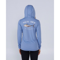 Big Blue Womans Hooded Long Sleeve Sunshirt / Fishing Jersey - Blue Dusk
