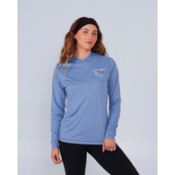 Big Blue Womans Hooded Long Sleeve Sunshirt / Fishing Jersey - Blue Dusk