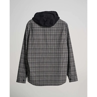 Frothing Hooded Long Sleeve Button Up Shirt - Charcoal/Black