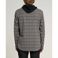 Frothing Hooded Long Sleeve Button Up Shirt - Charcoal/Black