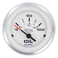 Lido Pro Oil Pressure Gauge Fogproof 100 PSI - White 50mm