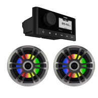 MS-RA60 Marine Stereo with El Series Sports 6.5" Grey RGB LED speakers 