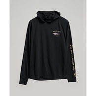 Big Blue Hooded Long Sleeve Upf50 Sunshirt / Fishing Jersey - Black