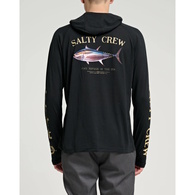 Big Blue Hooded Long Sleeve Upf50 Sunshirt / Fishing Jersey - Black