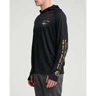 Big Blue Hooded Long Sleeve Upf50 Sunshirt / Fishing Jersey - Black