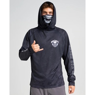 Gaffed Skull Youth Boys Long Sleeve Upf50+ Jersey W/Hood & Mask - Black