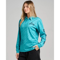 Good Vibes And High Tides Upf50+ Womens Fishing Jersey - Aqua