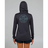 Outlined Womans Hooded Long Sleeve Sunshirt / Fishing Jersey - Charcoal