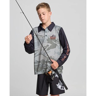 The Island Captain Youth Upf 50+ Boys Fishing Jersey - Faded Dust