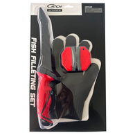 Fish Filleting Set - 18cm Knife with Sharpener & Glove 