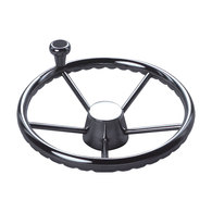 Five Spoke Stainless Steel Steering Wheel W/Knob 15.4" (393mm) 
