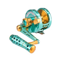 Monster Game Hg Pe7 Turbo Overhead Lever Drag Reel Green/Gold - Left Hand 
