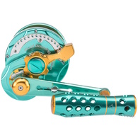 Monster Game Hg Pe7 Turbo Overhead Lever Drag Reel Green/Gold - Left Hand 