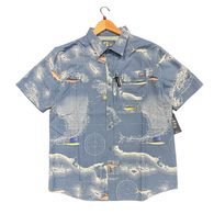 SHIRT S/SLEEVE FLAGSHIP UV BUTTON UP CHANNEL BLUE