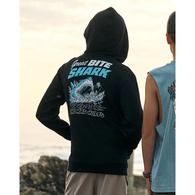 Mad Hueys Boys Fleece Great Bite Shark Hooded Black