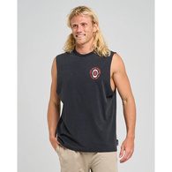 Mad Hueys Muscle Tee Shark Tins Washed Black