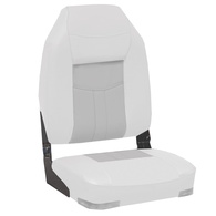 High Back Deluxe Fold Down Boat Seat Upholstered - white/grey 