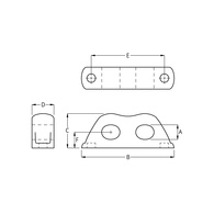 Ropeglide Fairlead Double/ Black 12Mm