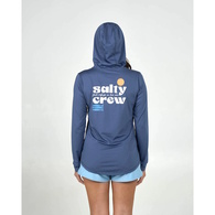 Womens Small Bite Hood Sunshirt-Indigo