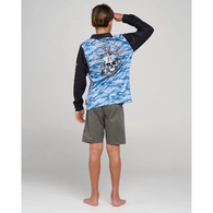 Rope Skull Anchor Youth Upf50+ Jersey Steel Blue
