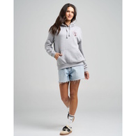 Mermaid Anchor Womens Hooded Pullover Grey Marle