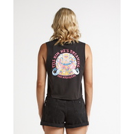 He's Dreaming Womens Short Sleeve Crop Muscle T-Shirt - Vintage Black