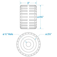 Trailer H/Duty Wobble Roller Rubber 110Mm X 20Mm Black