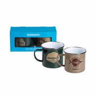 Coastal 2 Pack Enamel Mugs Sand & Forest Green