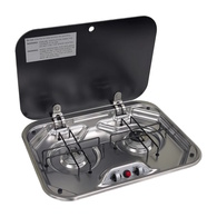 2 Burner Ss Stove/Hob W/ Glass Lid 48 X 37Cm