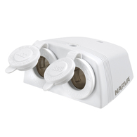 Dual Surface Mount Cigarette Power Socket 12v -  White