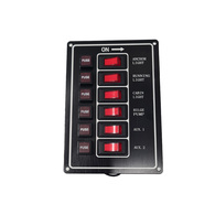 Aluminium Illuminated 6 Switch Panel Vertical- Black