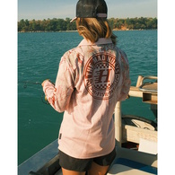Checker Hueys Women's Upf 50 Fishing Jersey - Pink Camo