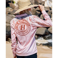 Checker Hueys Women's Upf 50 Fishing Jersey - Pink Camo