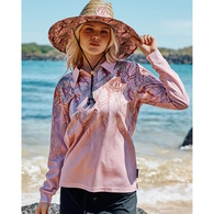 Checker Hueys Women's Upf 50 Fishing Jersey - Pink Camo