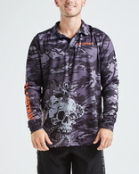 Captain Wheel Long Sleeve UPF50+ Fishing Jersey - Black