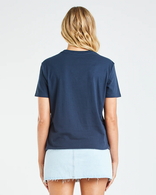 Hibiscus Anchor Womens Short Sleeve Tee Shirt - Navy