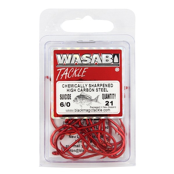 Red Suicide Hook Medium Pack-6/0 (21 Hooks In Pack)