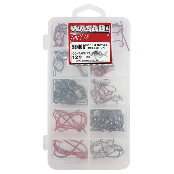 Senior Mixed Fishing Hook & Swivel Selection - Contains 121 Items