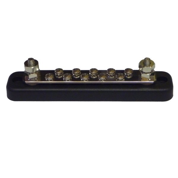 10 Gang 2 Stud Chromed Copper Bus Bar 150 Amp