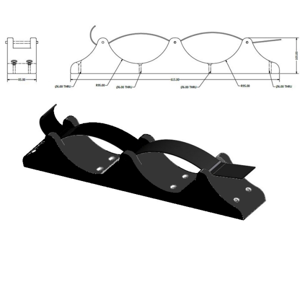 Tt02 Black Double Tuna Tube With Dive Rack Mount