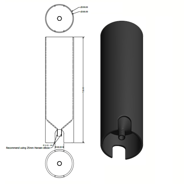 Tt02 Black Double Tuna Tube With Dive Rack Mount