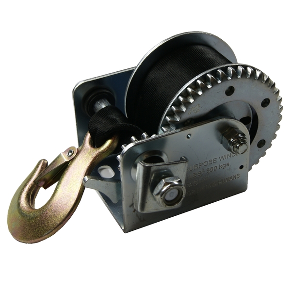 Manual Trailer Winch W/Strap 350Kg Pull