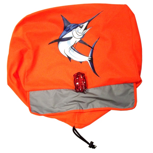 Marlin Outboard Motor Safety Tow Flag Bag W/Led Safety Light 