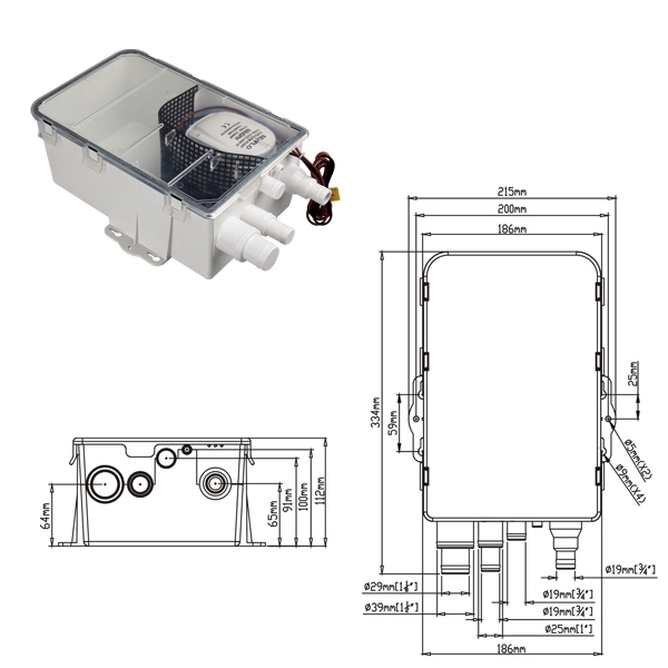 Automatic Shower Sump Drain Pump Kit 12V 750Gph