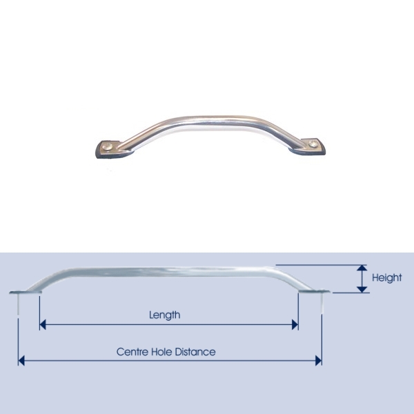 Ss Top Mount Handrail 229Mm Long (305Mm Centres) 22Mm Tube