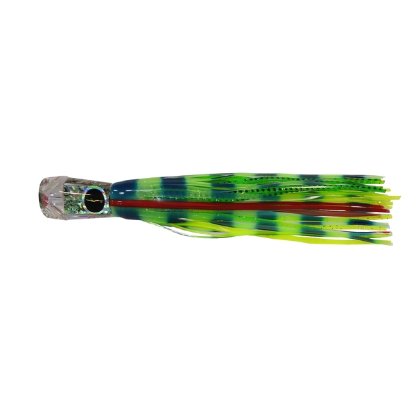 Custom Offshore Tackle 9" Teaser Bird With Tail – Holographic Scale Green/Chartreuse